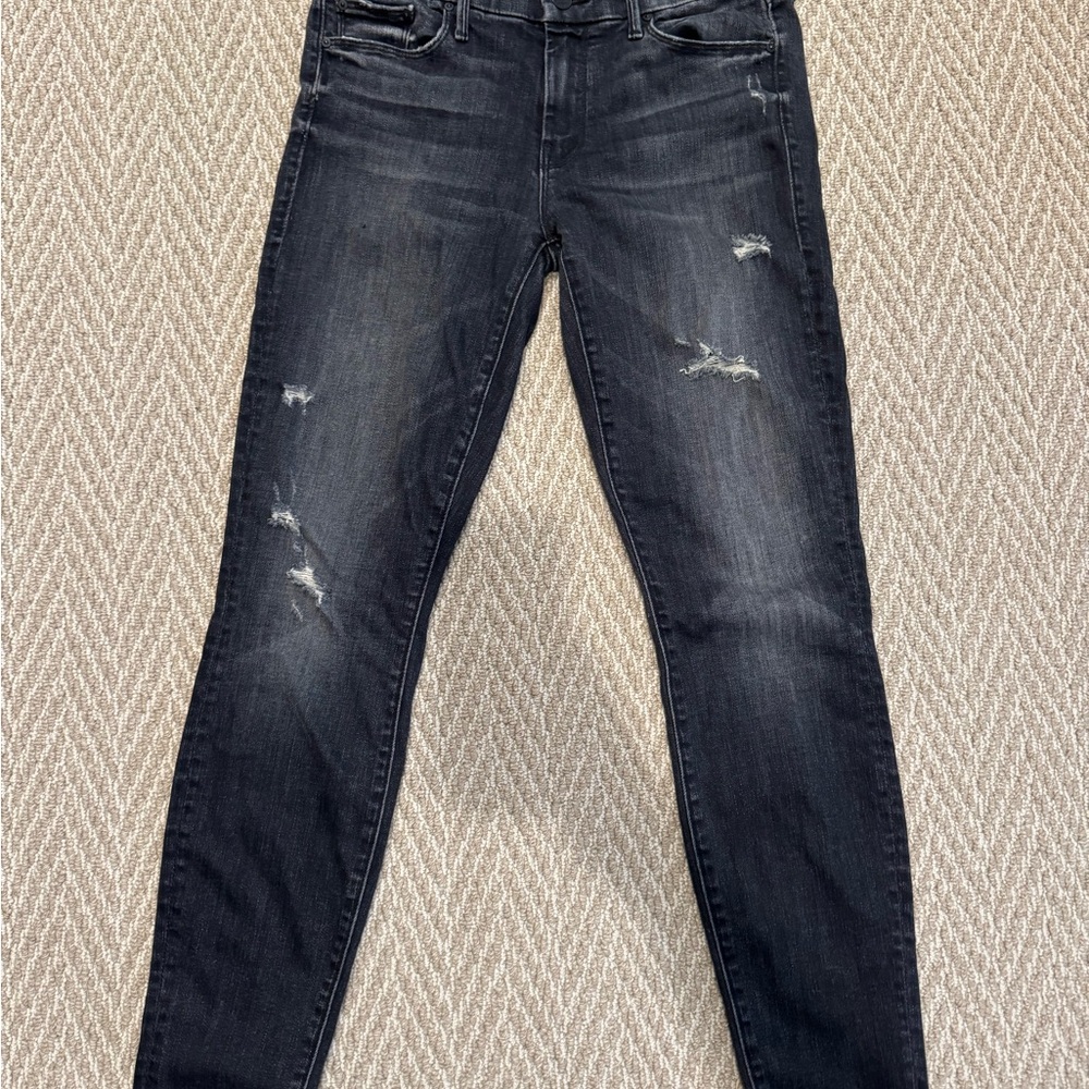 MOTHER Faded Black Skinny Jeans